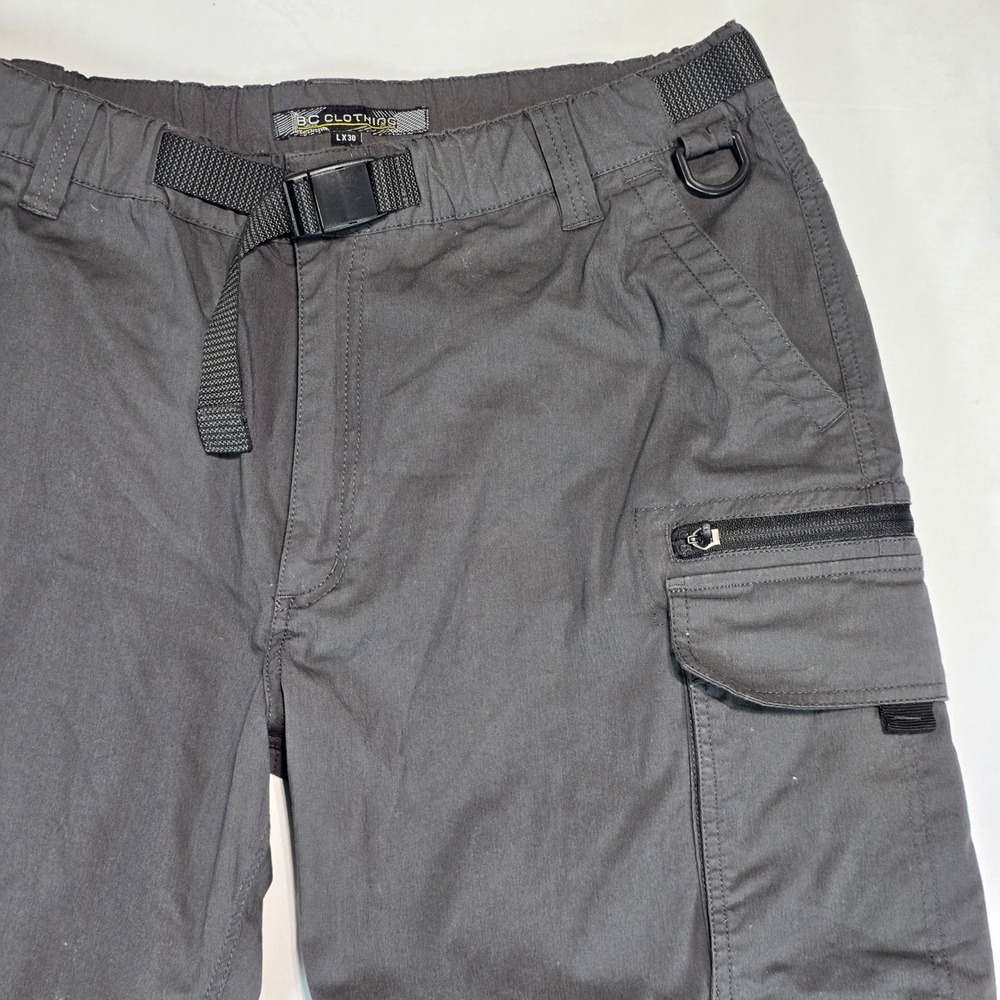 BC Clothing Mens Convertible Cargo Pants Gray Zip Off Hiking Shorts L 30 Stretch - Picture 6 of 16